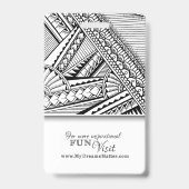 ブラック＆ホワイト トライバル タトゥー 従業員写真 名前付き バッジ (Back)