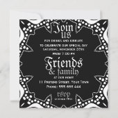 ブラック ホワイト トライバル 中世 ゴシック パーティー 招待状 (裏面)