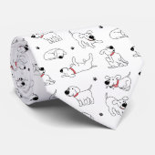 ブラック＆ホワイト ドッグ カートゥーン カスタム ネクタイ (ロール)