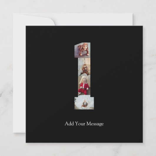 ブラック＆ホワイト ナンバー1 フォト コラージュ サンキューカード (正面)