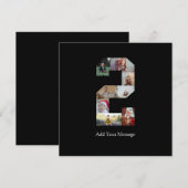 ブラック＆ホワイト ナンバー2 フォト コラージュ 案内状 (正面/裏面)