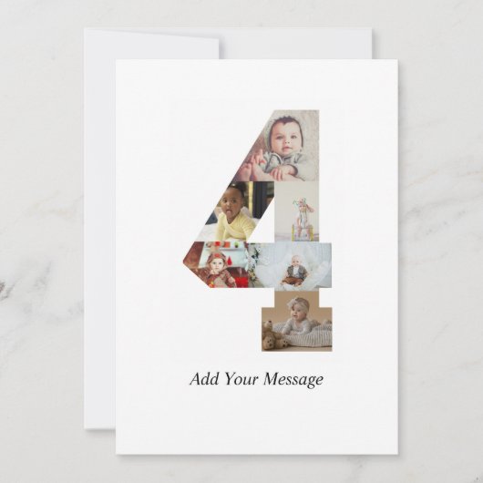 ブラック＆ホワイト ナンバー4 フォト コラージュ カード (正面)