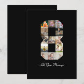 ブラック＆ホワイト ナンバー8 フォト コラージュ サンキューカード (正面/裏面)