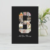 ブラック＆ホワイト ナンバー8 フォト コラージュ サンキューカード (スタンド正面)