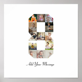 ブラック&ホワイト ナンバー8 フォト コラージュ ポスター