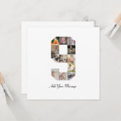 ブラック&ホワイト ナンバー9 フォト コラージュ カード (正面/裏面インサイチュ)