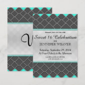 ブラック、ホワイト、ネオンテアル モダンエレガントパターン 招待状 (正面/裏面)