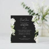 ブラック ホワイト ハイドランジア スクエア ブライダル シャワー 招待状 (スタンド正面)