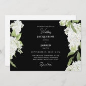 ブラック ホワイト ハイドレンジア ウェディング 招待状 (正面/裏面)