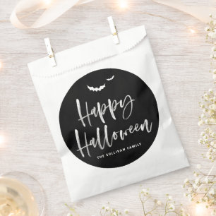ブラック&ホワイト ハッピーハロウィン ブラシカリグラフィー フェイバーバッグ