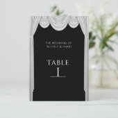 ブラック＆ホワイト ハリウッド カーテン テーブル ナンバー カード (スタンド正面)