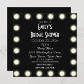 ブラック＆ホワイト ハリウッド テーマ ブライダル シャワー 招待状 (正面/裏面)