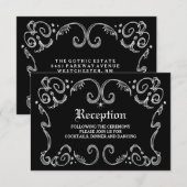 ブラック＆ホワイト ハロウィン ウェディング 3.5x5 受付カード 招待状 (正面/裏面)