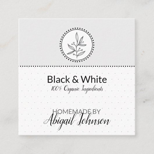 ブラック＆ホワイト　ハンドメイドバス＆ボディラベル｜タグ スクエア名刺 (正面)