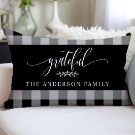 ブラック&ホワイト バッファローチェック 感謝の気持ちを込めたパーソナライズ ランバークッション