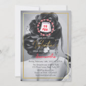 ブラック＆ホワイト バレンタインデー ブライダルシャワー パーティー 招待状 (正面)