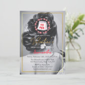ブラック＆ホワイト バレンタインデー ブライダルシャワー パーティー 招待状 (スタンド正面)