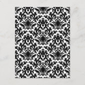 ブラック・ホワイト・ピンクのダマスク＆ハートの返信カード 出欠カード (裏面)