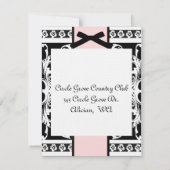 ブラック、ホワイト、ピンクのフォーマル誕生日招待状 招待状 (裏面)