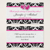 ブラック、ホワイト、ピンクの結合ハートダマスクメッセージカード (正面&裏面)