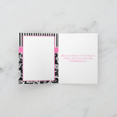 ブラック、ホワイト、ピンクダマスクありがとうノートカード サンキューカード (内部)