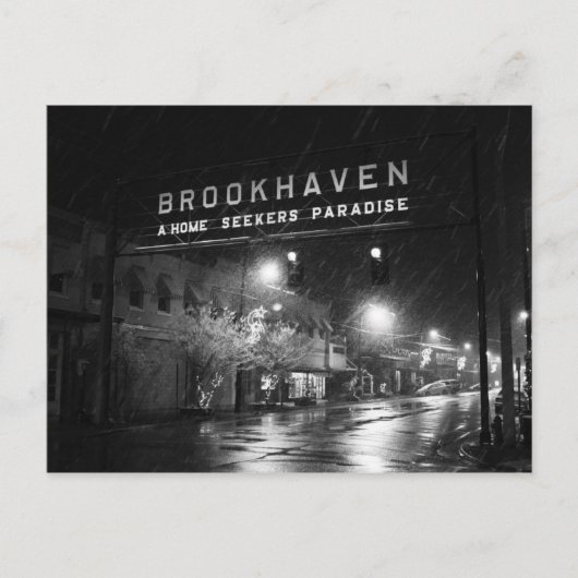 ブラック＆ホワイト ブルックヘイブン ミシシッピ州の町標識 ポストカード (正面)