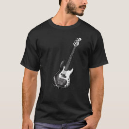 ブラック ホワイト ベースギター ビンテージ ミュージック Tシャツ ギフト