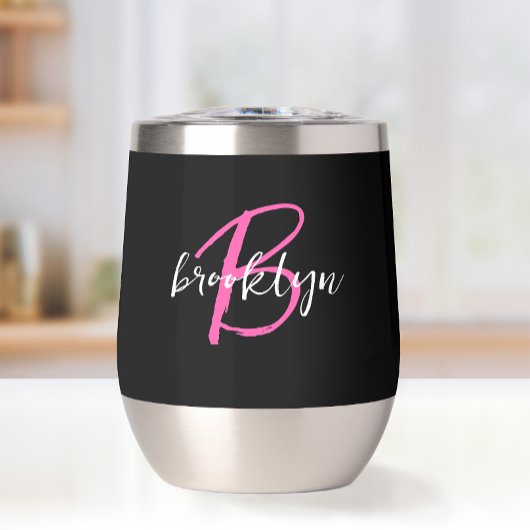 ブラック ホワイト ホットピンク モノグラム