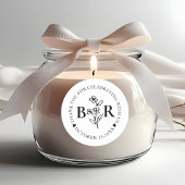 ブラック＆ホワイト ボタニカル カスタム モノグラム ラウンドシール