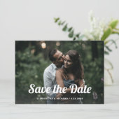 ブラック&ホワイト ボーホ | 2つの写真とQRコード セーブザデート (スタンド正面)