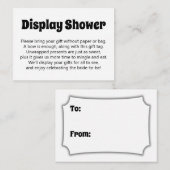 ブラック&ホワイト ボールド ノー ラッピング ディスプレイ ブライダル シャワー エンクロージャーカード (正面/裏面)