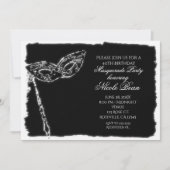 ブラック＆ホワイト マスカレード エレガント パーティー ご招待 招待状 (正面)