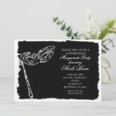 ブラック＆ホワイト マスカレード エレガント パーティー ご招待 招待状 (スタンド正面)