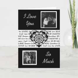 ブラック＆ホワイト マンダラ ハート フォト バレンタインデー カード