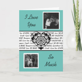 ブラック＆ホワイト マンダラ ハート フォト バレンタインデー カード