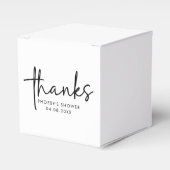 ブラック&ホワイト ミニマル スクリプト ブライダル シャワー スクエア フェイバーボックス (正面サイド)