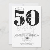 ブラック&ホワイト モダン エレガント 50歳の誕生日 招待状 (正面)