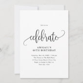 ブラック/ホワイト モダン カリグラフィーを祝う 招待状 (正面)