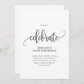 ブラック/ホワイト モダン カリグラフィーを祝う 招待状 (正面/裏面)