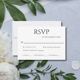 ブラック ホワイト モダン シンプル 結婚式 出欠カード