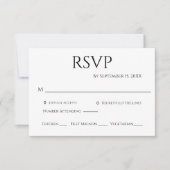 ブラック ホワイト モダン シンプル 結婚式 出欠カード (正面)