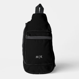 ブラック&ホワイト モダン モノグラム スリングバッグ