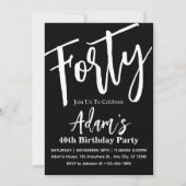 ブラック&ホワイト モダン 40歳の誕生日パーティー 招待状 (正面)
