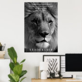 ブラック&ホワイト・ライオンリーダーシップやる気を起こさせる ポスター (ホームオフィス)