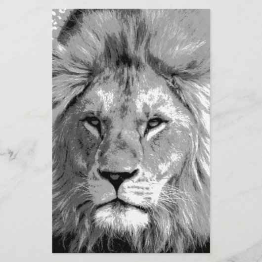 ブラック ホワイト ライオン 便箋 (正面)