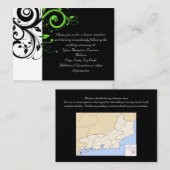 ブラック/ホワイト/ライムグリーン結婚スワールの挿入カード エンクロージャーカード (正面/裏面)