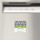 ブラック, ホワイト, ライム ダマスク ウェディング フェイバー マグネット (インサイチュ (食洗機))