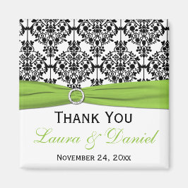 ブラック, ホワイト, ライム ダマスク ウェディング フェイバー マグネット