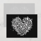 ブラック＆ホワイト ラブ ハート シェイプ ポストカード (正面/裏面)