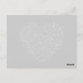 ブラック＆ホワイト ラブ ハート シェイプ ポストカード (裏面)